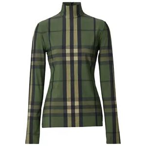 Like New! Burberry - Emery Check Turtleneck in Dark Olive. Sz XL